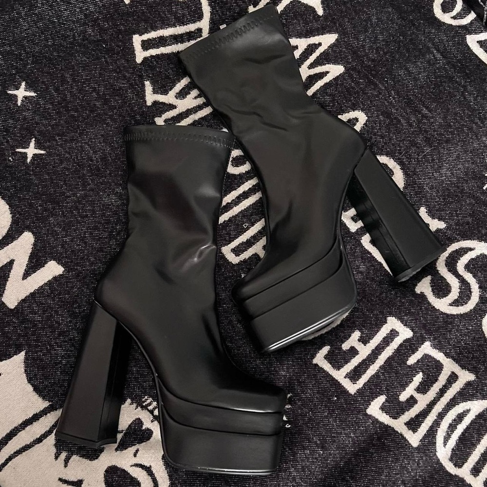 black mid calf boots